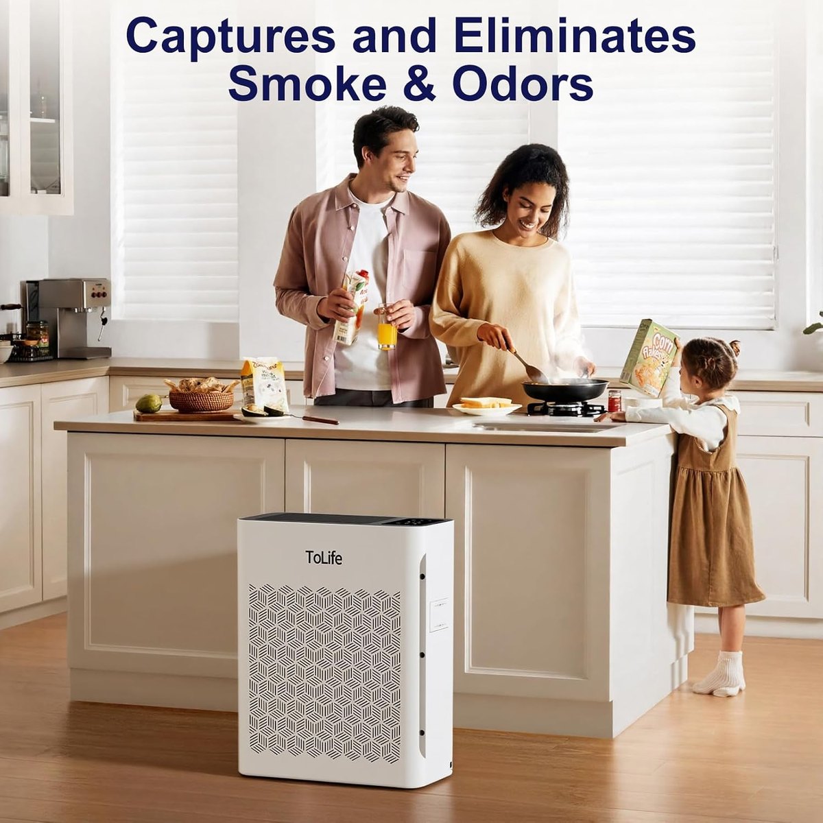 Captures and eliminates smoke and odors