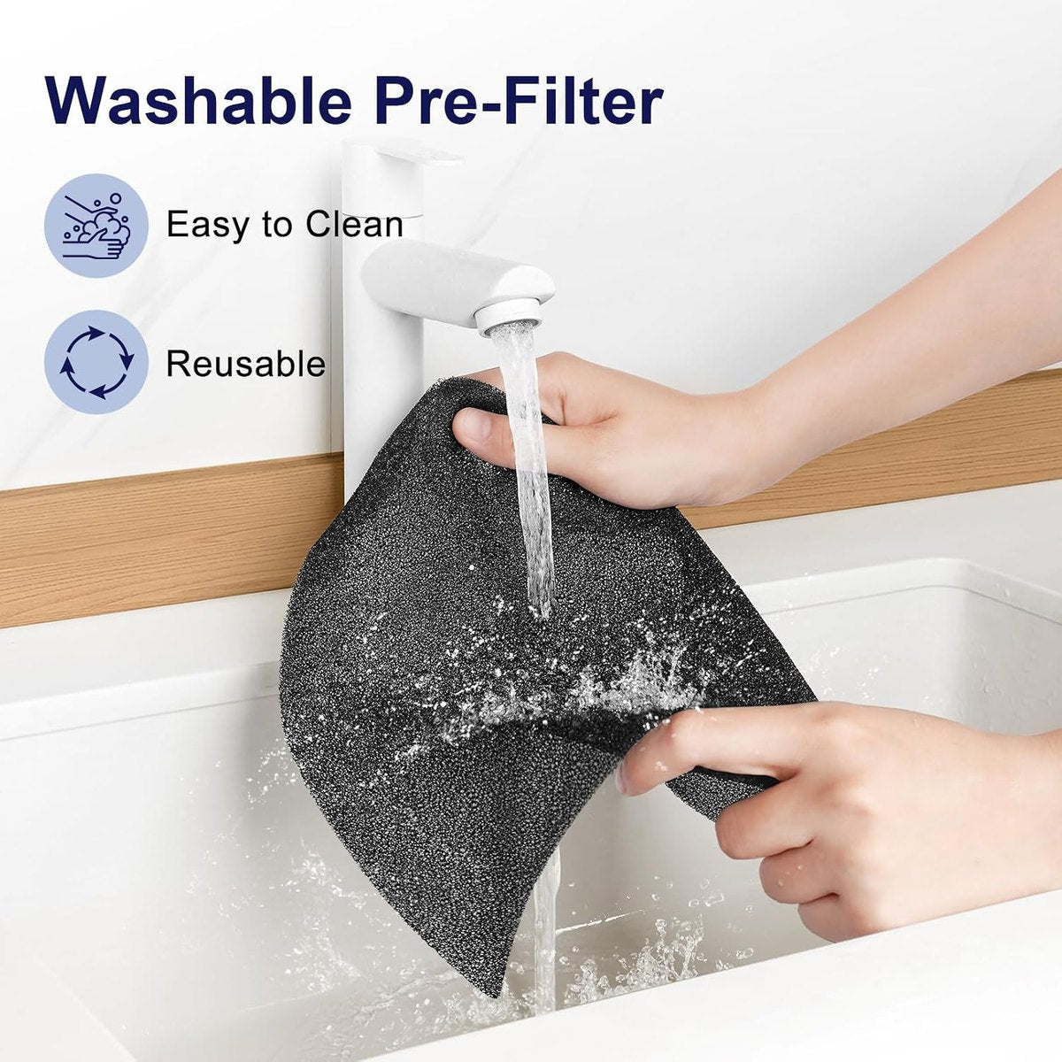 Washable, reusable pre-filter